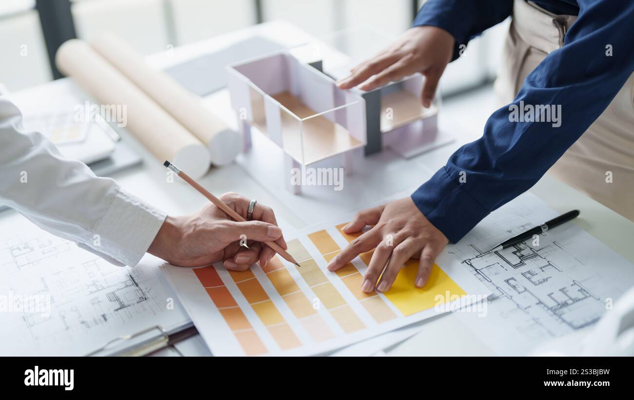 Architecture dessin sur architectural projet créatif architecture d'entreprise bâtiment construction ingénierie industrielle réalisation conception de planification Banque D'Images