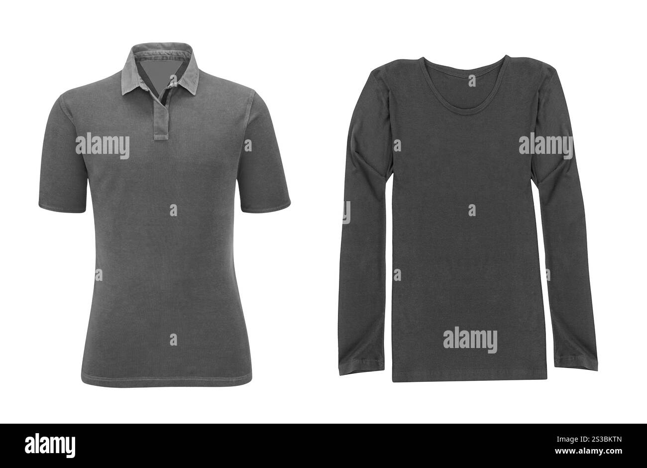 T-shirts gris isolés. Tshirt gris isolé Banque D'Images