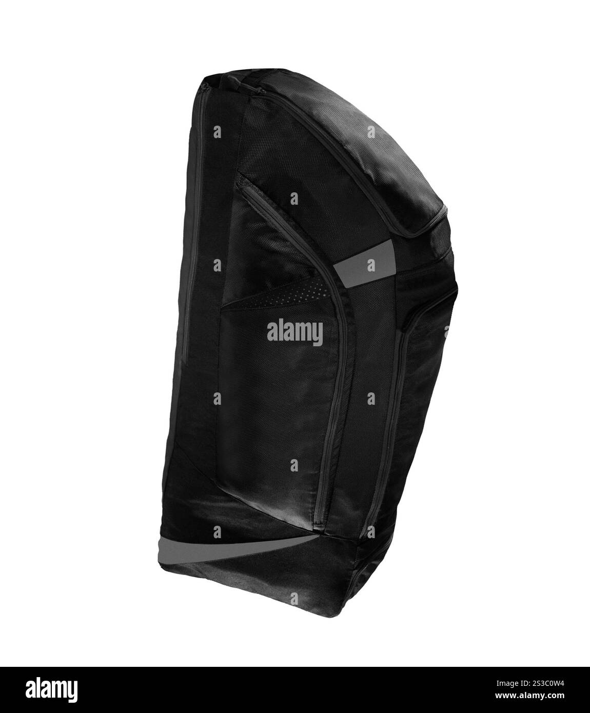 grand sac de voyage noir isolé sur fond blanc. grand sac de voyage noir sur blanc Banque D'Images