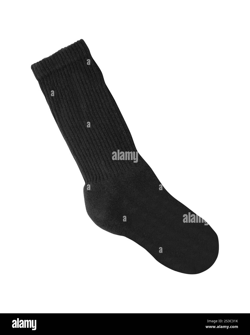 chaussette noire sur fond blanc. chaussette noire Banque D'Images