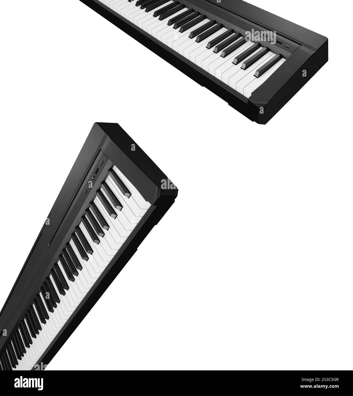 Synthétiseur gris foncé isolé sur fond blanc. Synthétiseur gris foncé isolé Banque D'Images