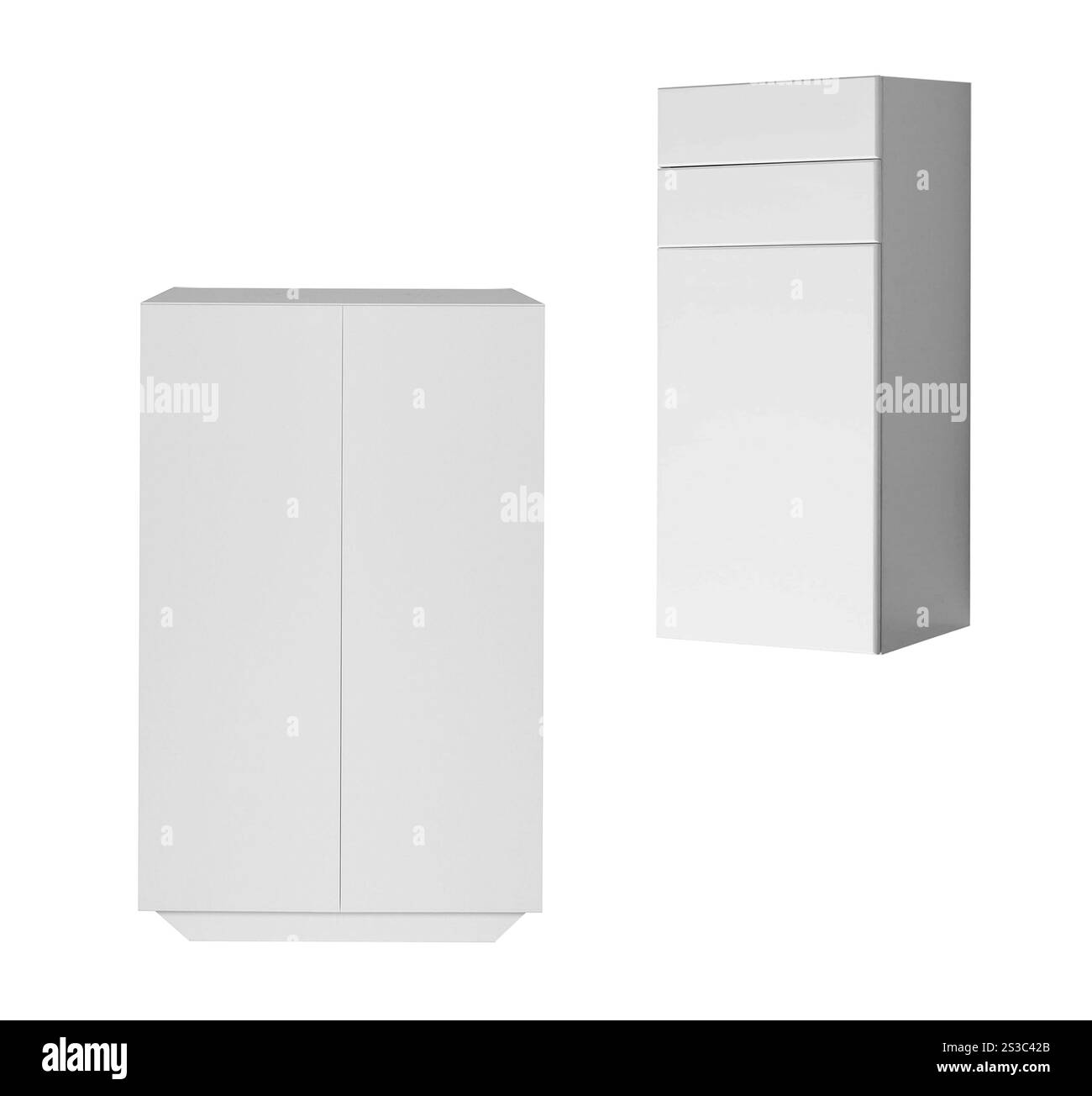 Commodes en bois blanc isolés Banque D'Images