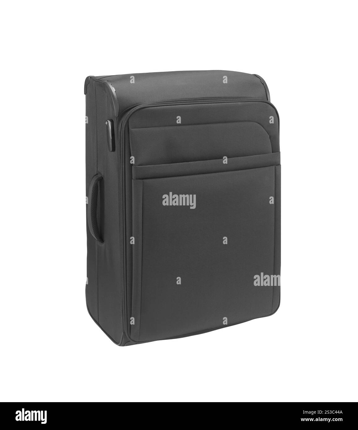 Grande valise noire isolée sur fond blanc. Grande valise bleue isolée sur fond blanc Banque D'Images