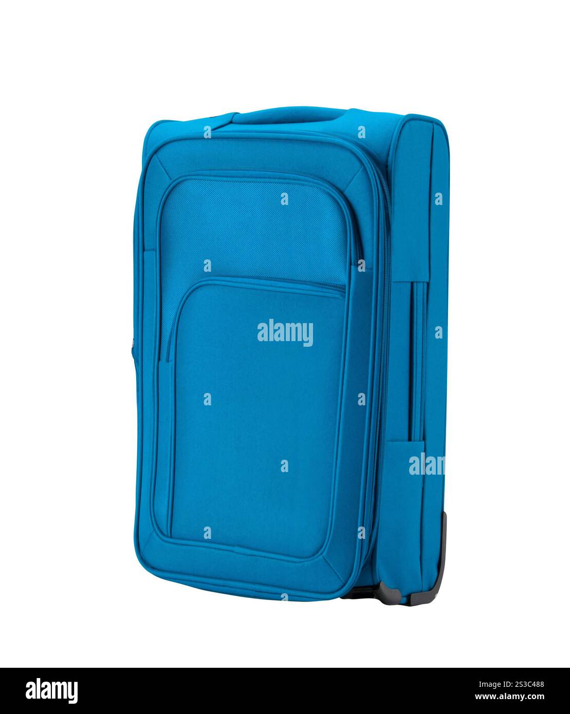 Grande valise bleue isolée sur fond blanc. Grande valise verte isolée sur fond blanc Banque D'Images