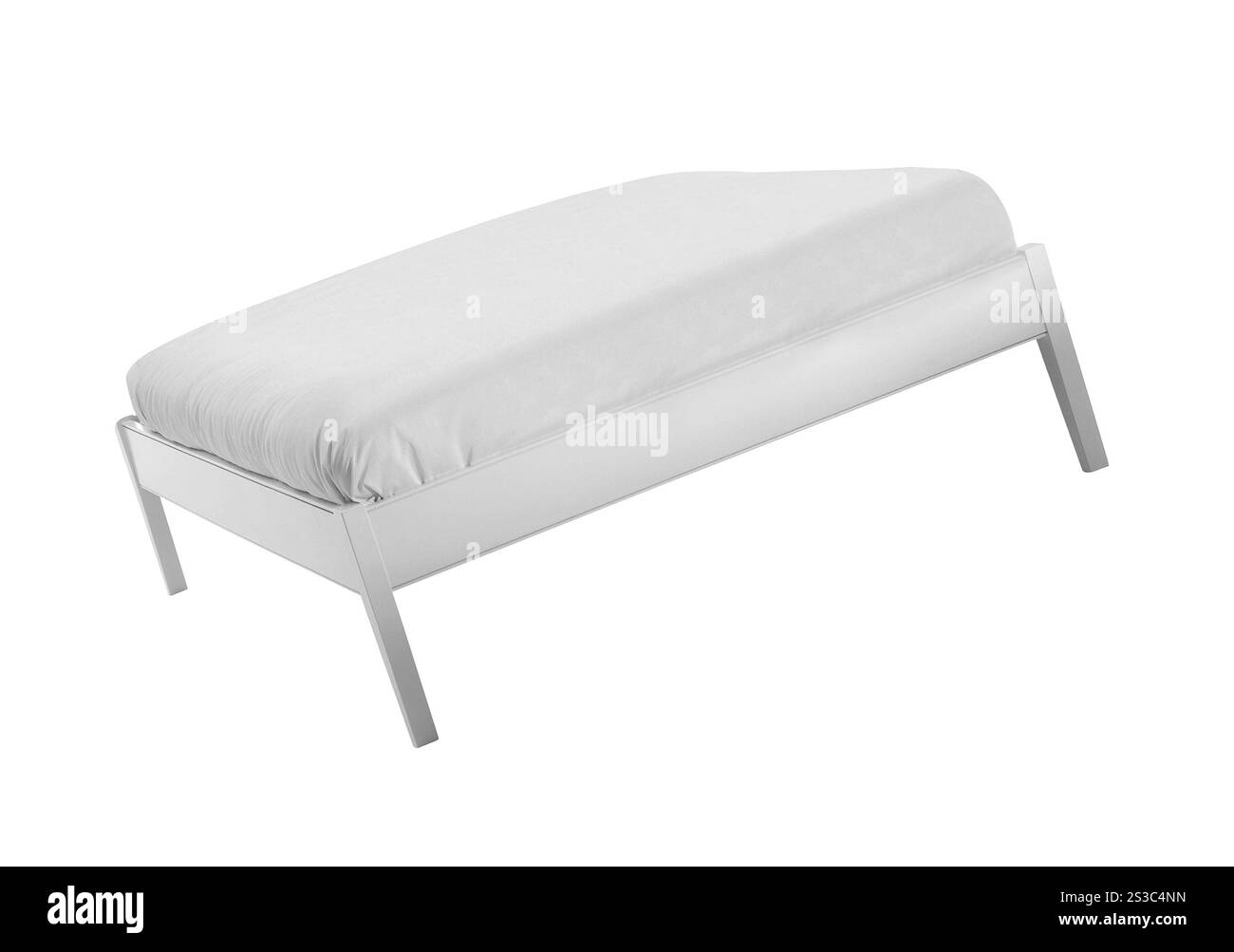 lit confortable isolé sur fond blanc. lit confortable isolé Banque D'Images