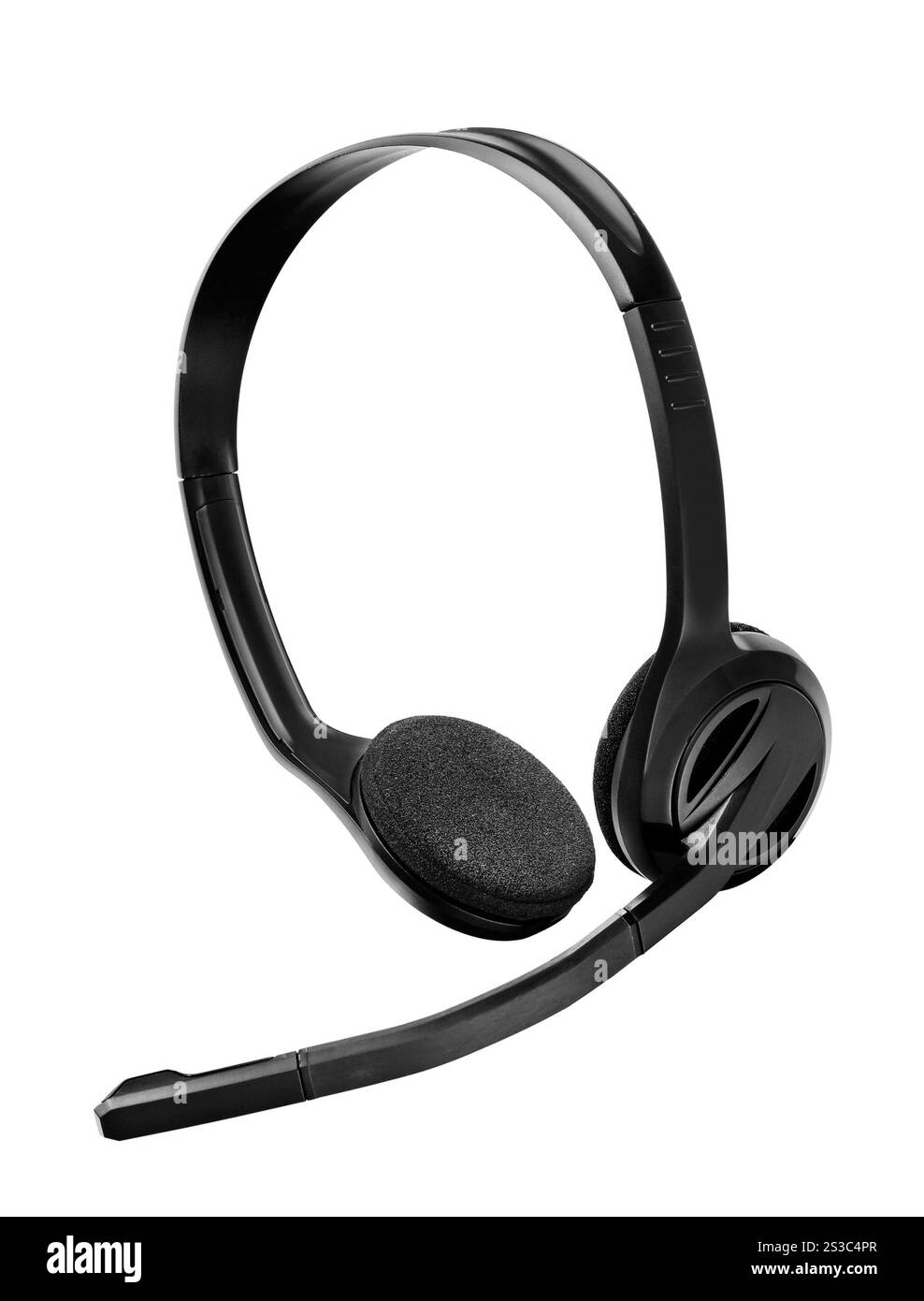 Écouteurs avec microphone isolé sur fond blanc. Casque avec microphone isolé Banque D'Images Écouteurs avec microphone isolé sur fond blanc. Casque avec microphone isolé Banque D'Images