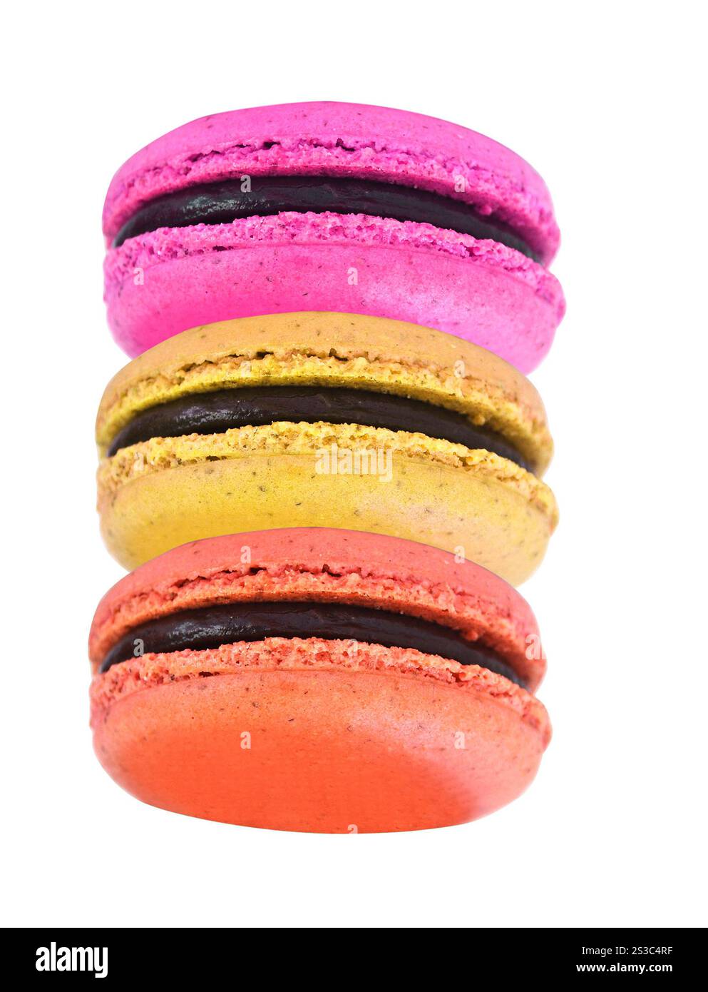 Macarons français doux et colorés isolés sur fond blanc. Macarons français doux et colorés isolés Banque D'Images