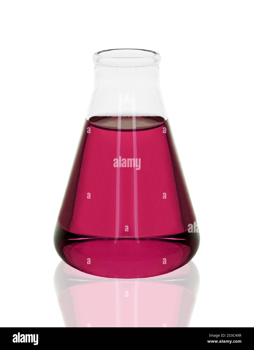 Flacon de laboratoire chimique isolé sur blanc Banque D'Images