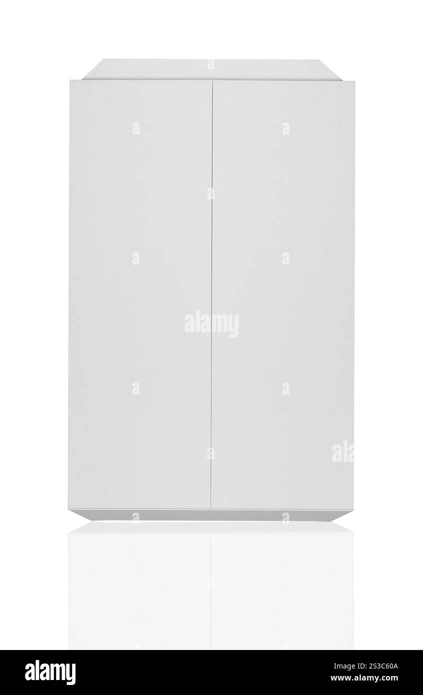 Commode en bois blanc isolé. Commode en bois blanc Banque D'Images