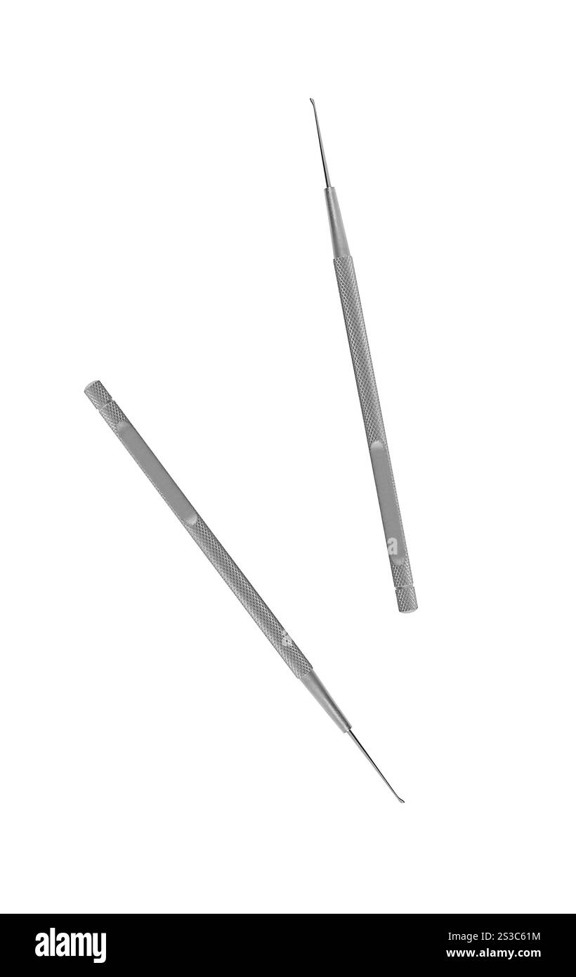 Ensemble de l'équipement médical métal outils pour les soins dentaires des dents Banque D'Images