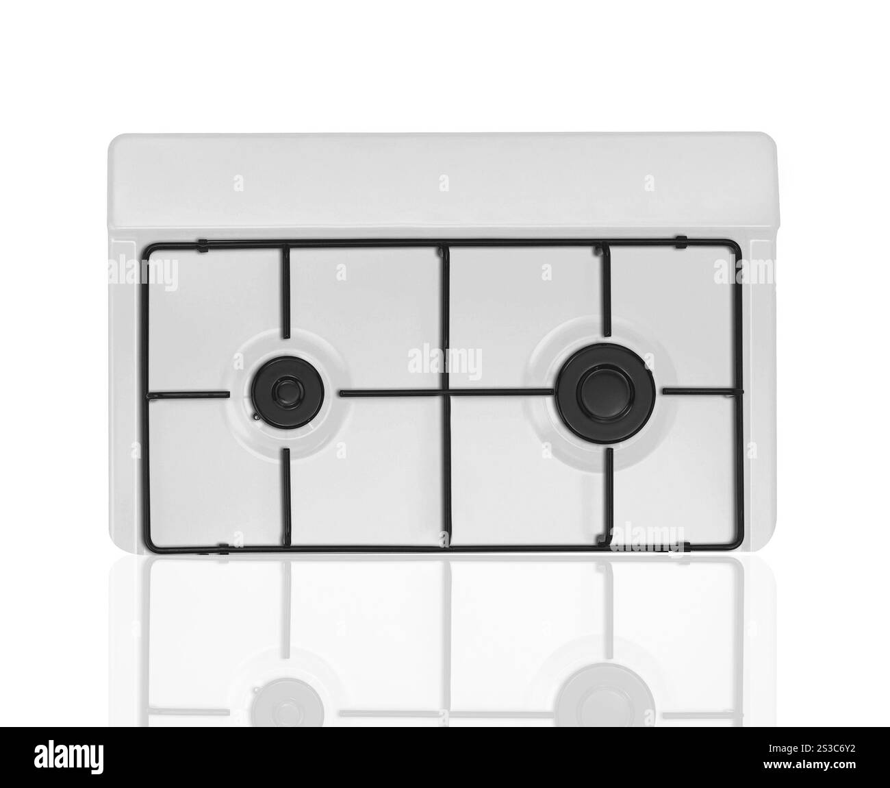 La partie supérieure de la cuisinière à gaz moderne deux brûleurs. cuisinière à gaz moderne deux brûleurs Banque D'Images La partie supérieure de la cuisinière à gaz moderne deux brûleurs. cuisinière à gaz moderne deux brûleurs Banque D'Images