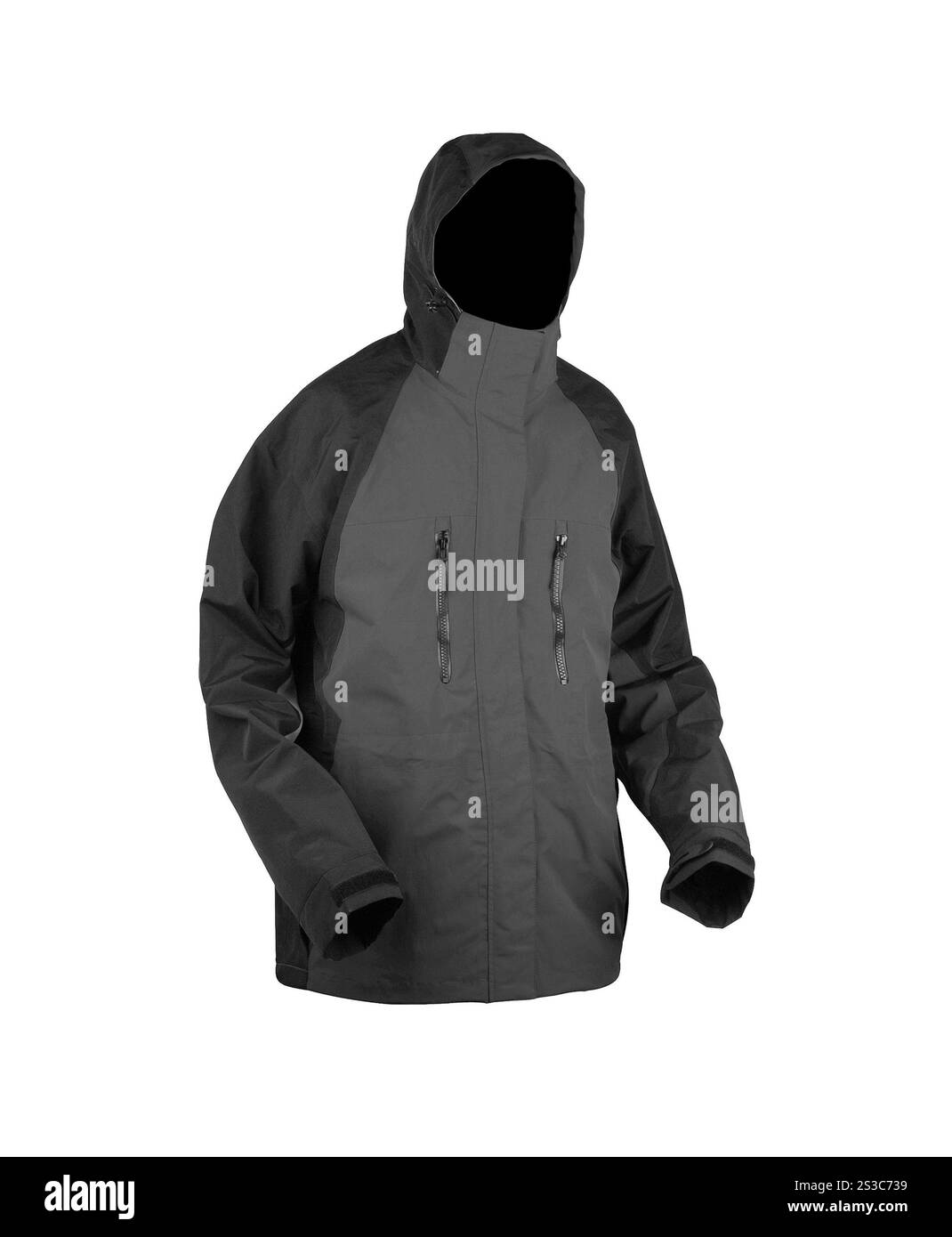 veste d'hiver masculine noire isolée sur fond blanc. veste d'hiver masculine rouge isolée sur fond blanc Banque D'Images