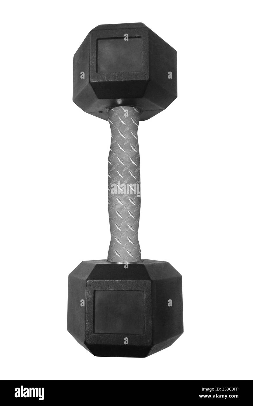 Barbell isolé sur fond blanc Banque D'Images