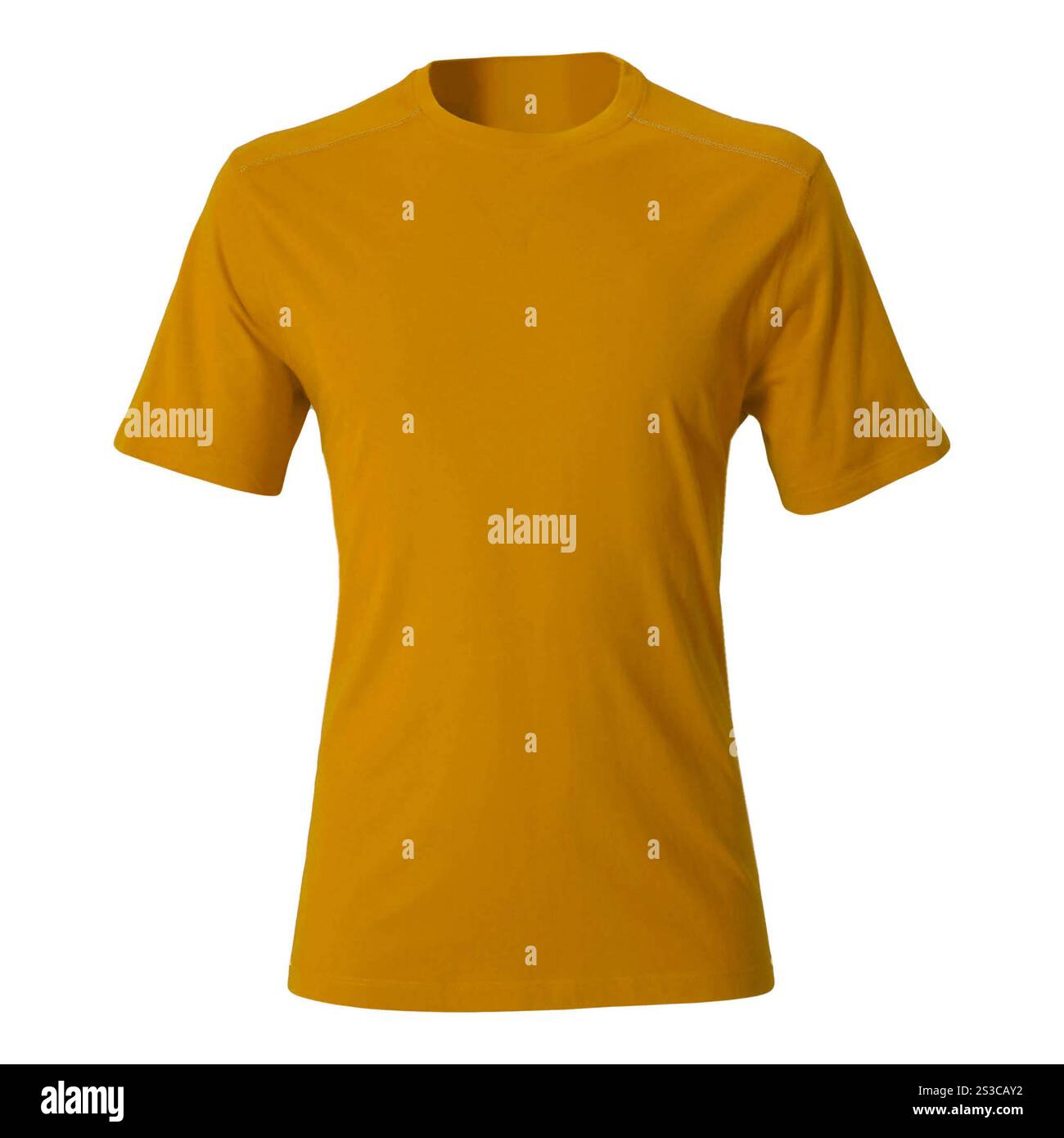 Modèle de tshirt jaune isolé sur blanc. Modèle de tshirt vert isolé sur blanc Banque D'Images