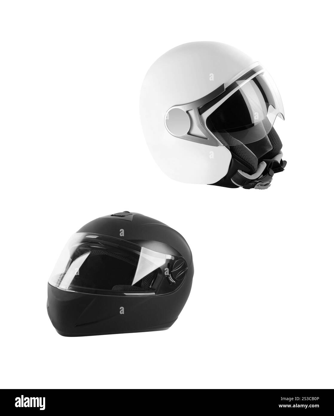 Casque noir isolé sur fond blanc. Casque noir isolé sur blanc Banque D'Images