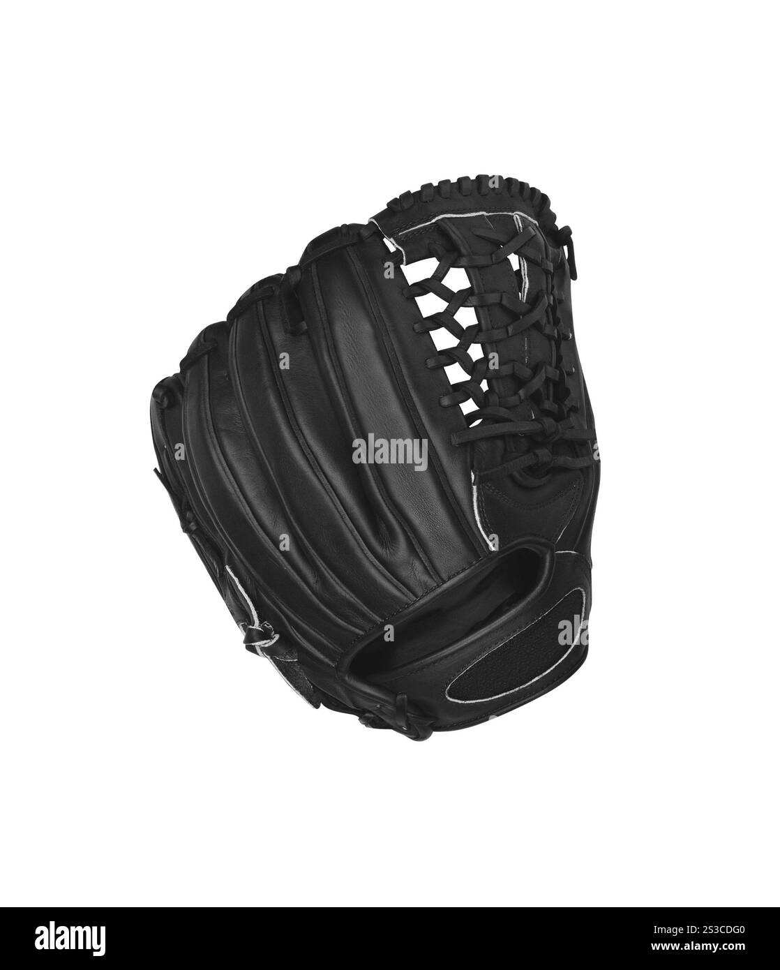 Gant de baseball en cuir noir. gant de baseball en cuir bleu Banque D'Images