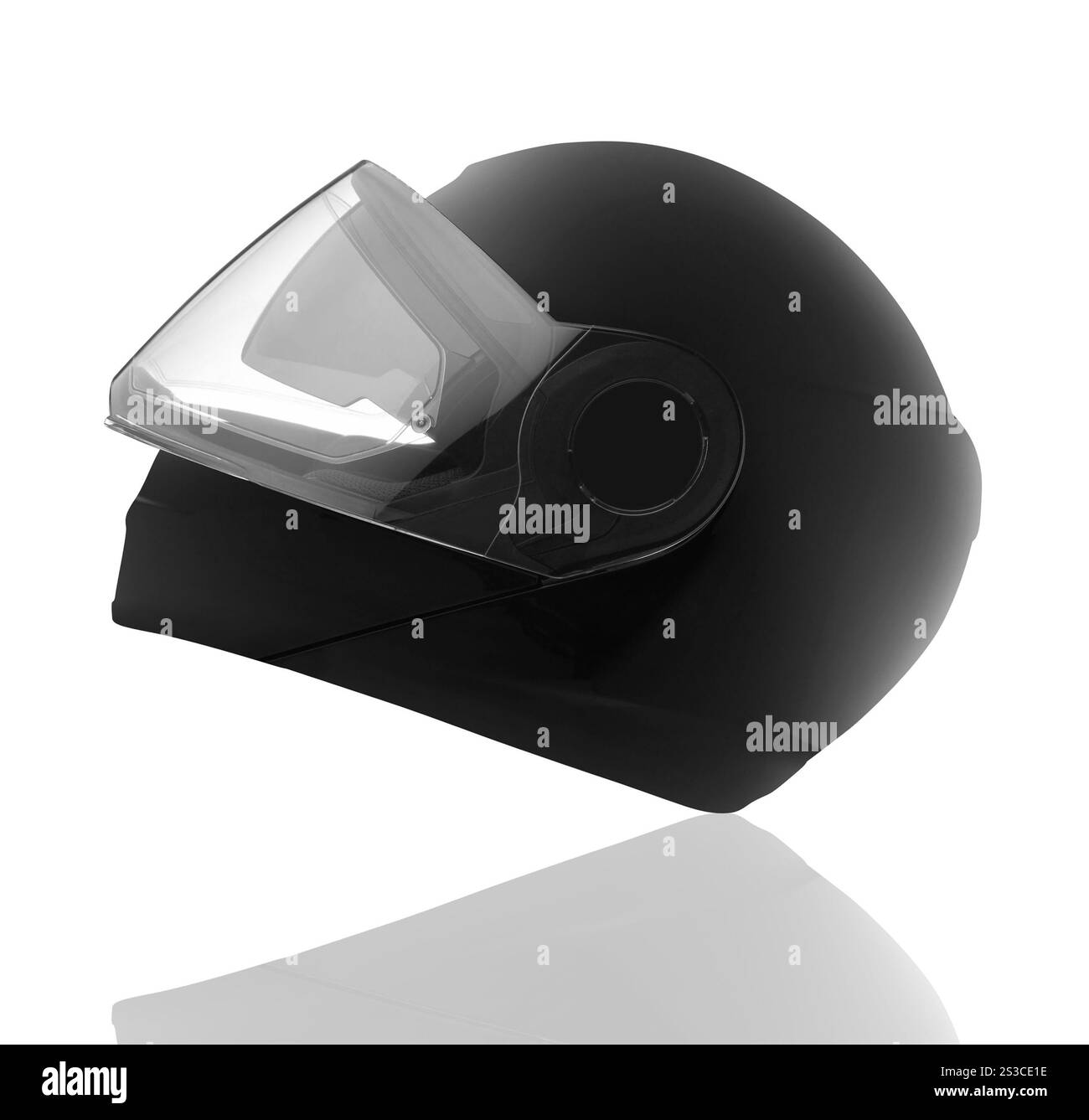 Noir, brillant casque de moto Banque D'Images
