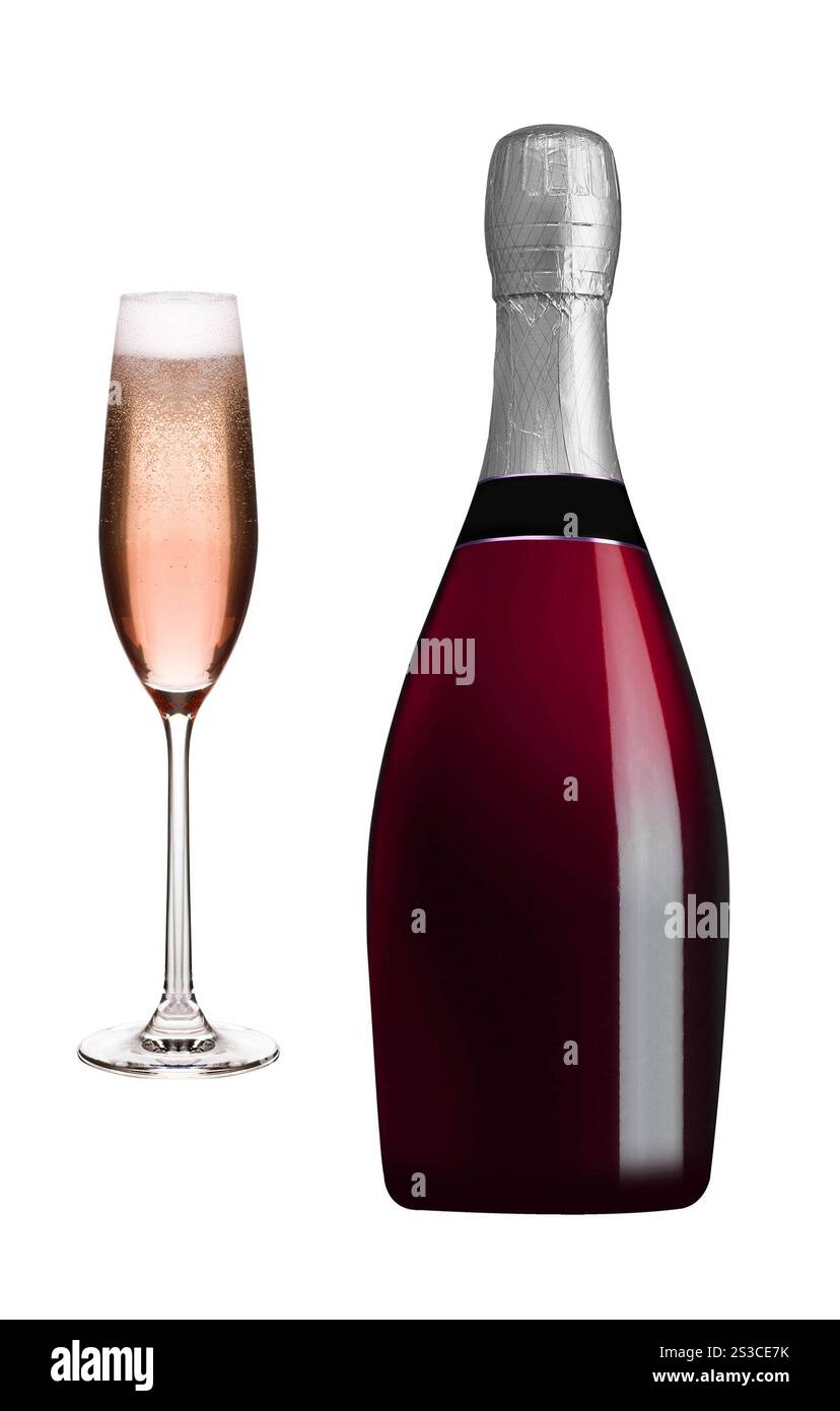 Bouteille de champagne et coupe de champagne Banque D'Images