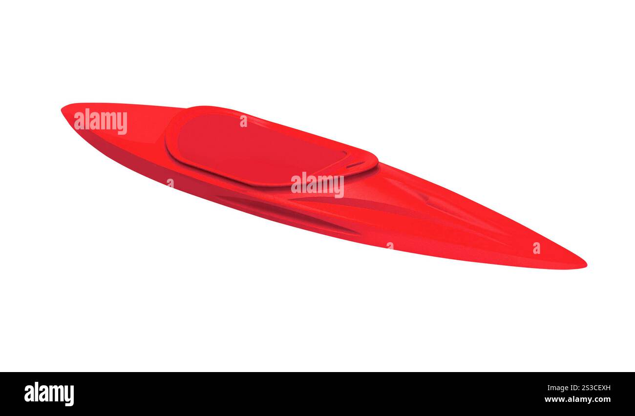 kayak en plastique rouge isolé sur blanc. kayak en plastique vert isolé sur blanc Banque D'Images