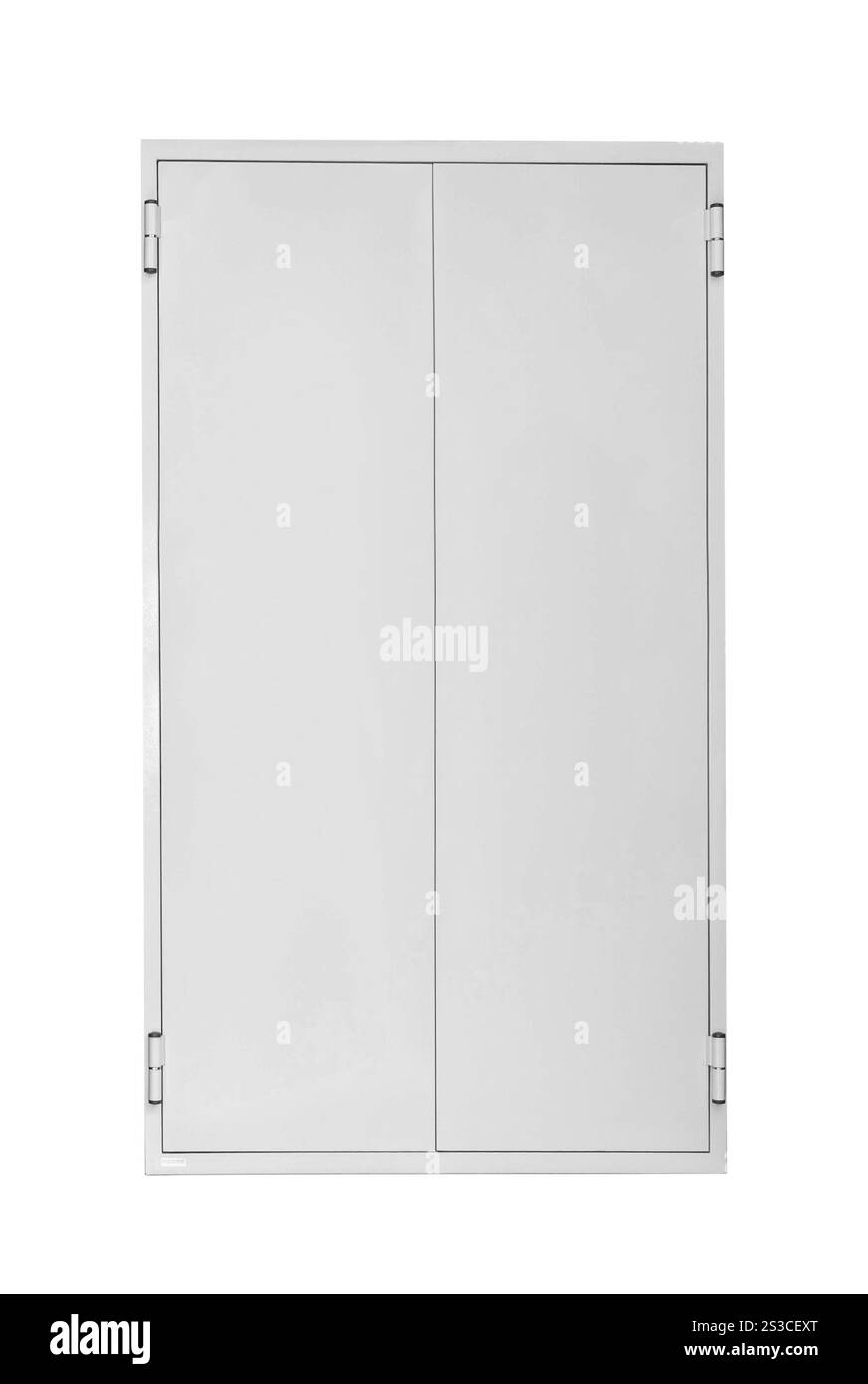 portes métalliques isolées sur blanc Banque D'Images