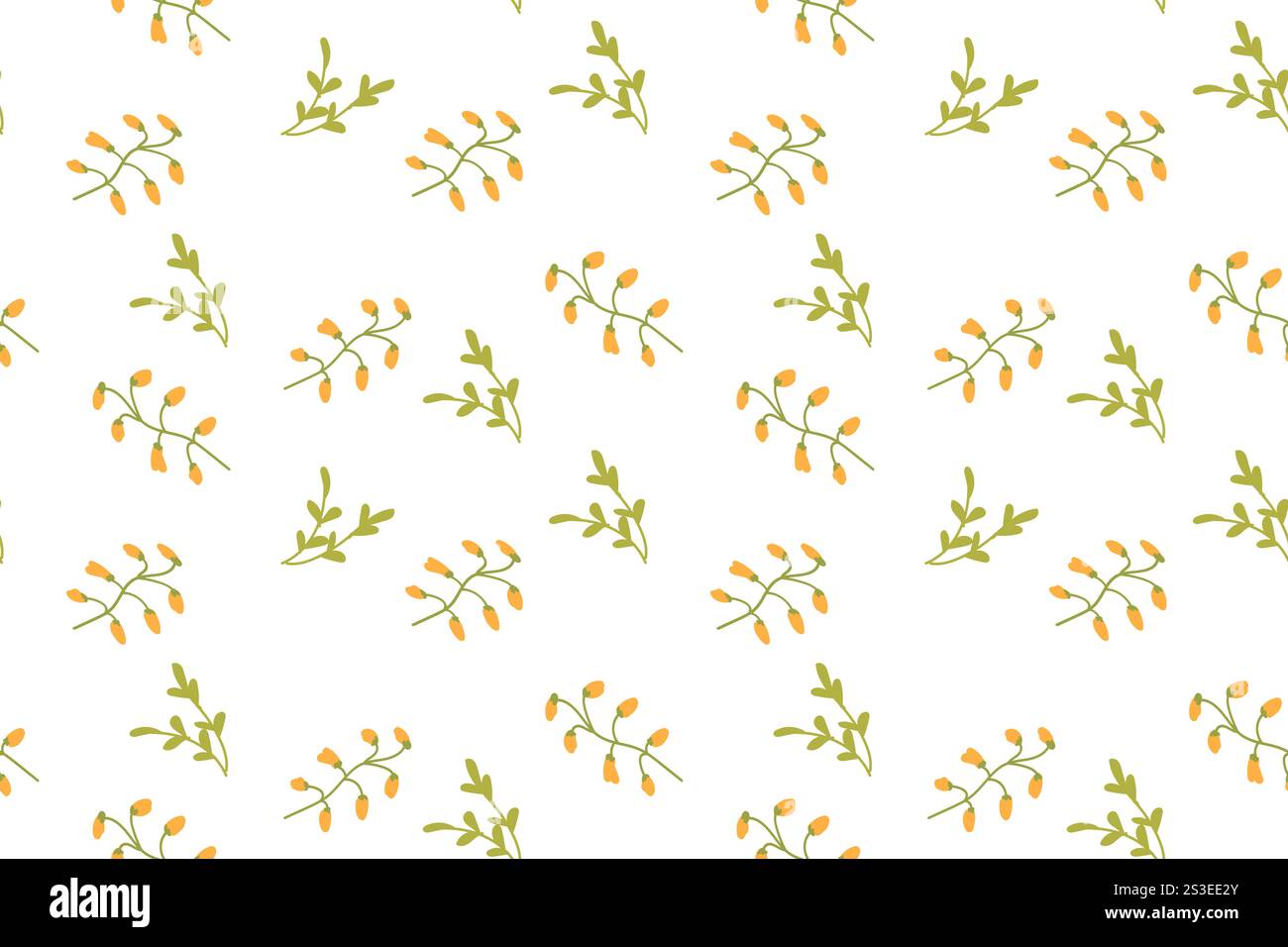 Motif sans couture de branches vertes minimalistes avec des baies jaunes. Illustration de Vecteur Motif sans couture de branches vertes minimalistes avec des baies jaunes. Illustration de Vecteur
