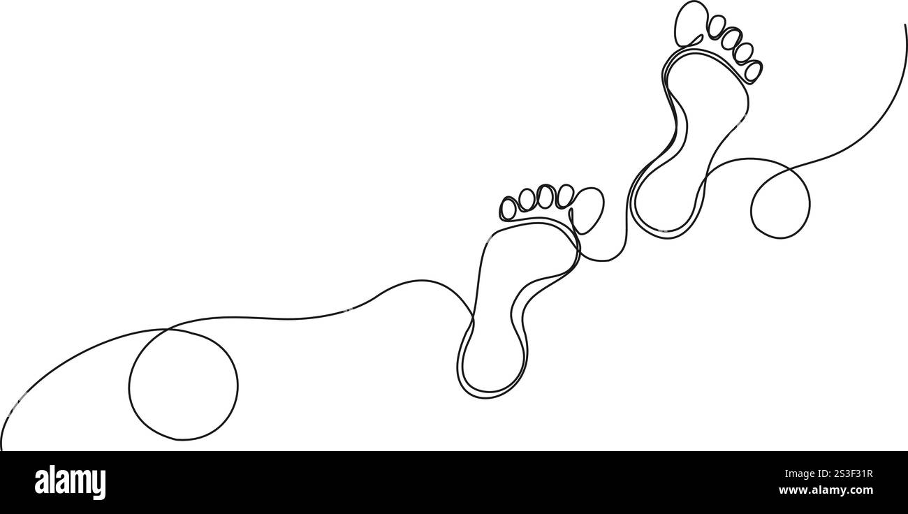 dessin simple ligne continue des empreintes, illustration vectorielle de dessin au trait Illustration de Vecteur