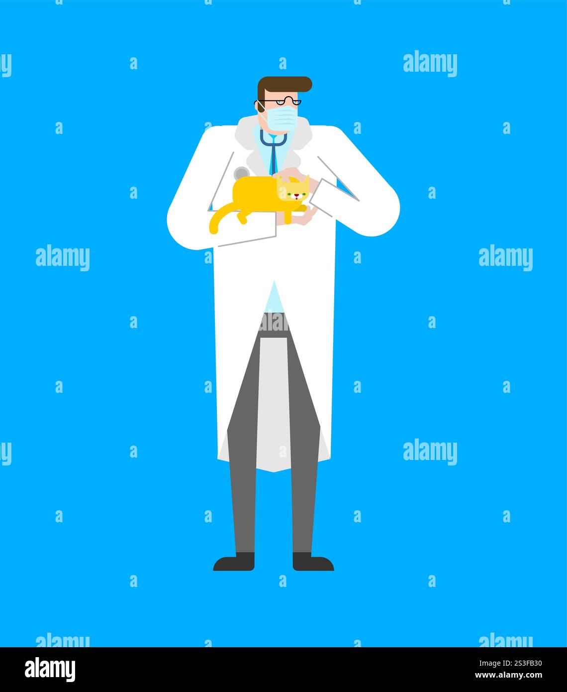 Docteur et chat. Vétérinaire avec animal de compagnie Illustration de Vecteur