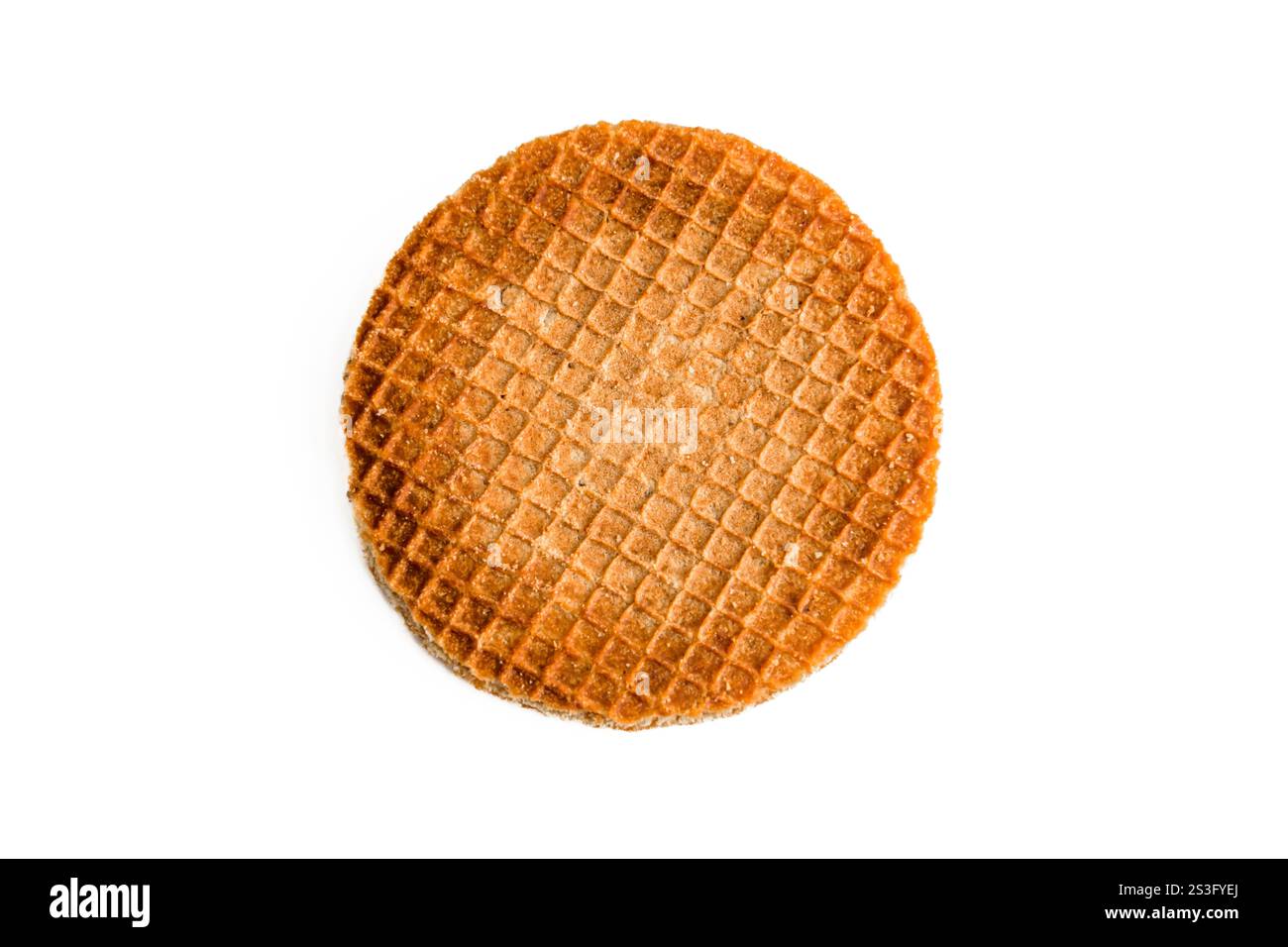 Stroopwafel hollandais traditionnel isolé sur fond blanc Banque D'Images