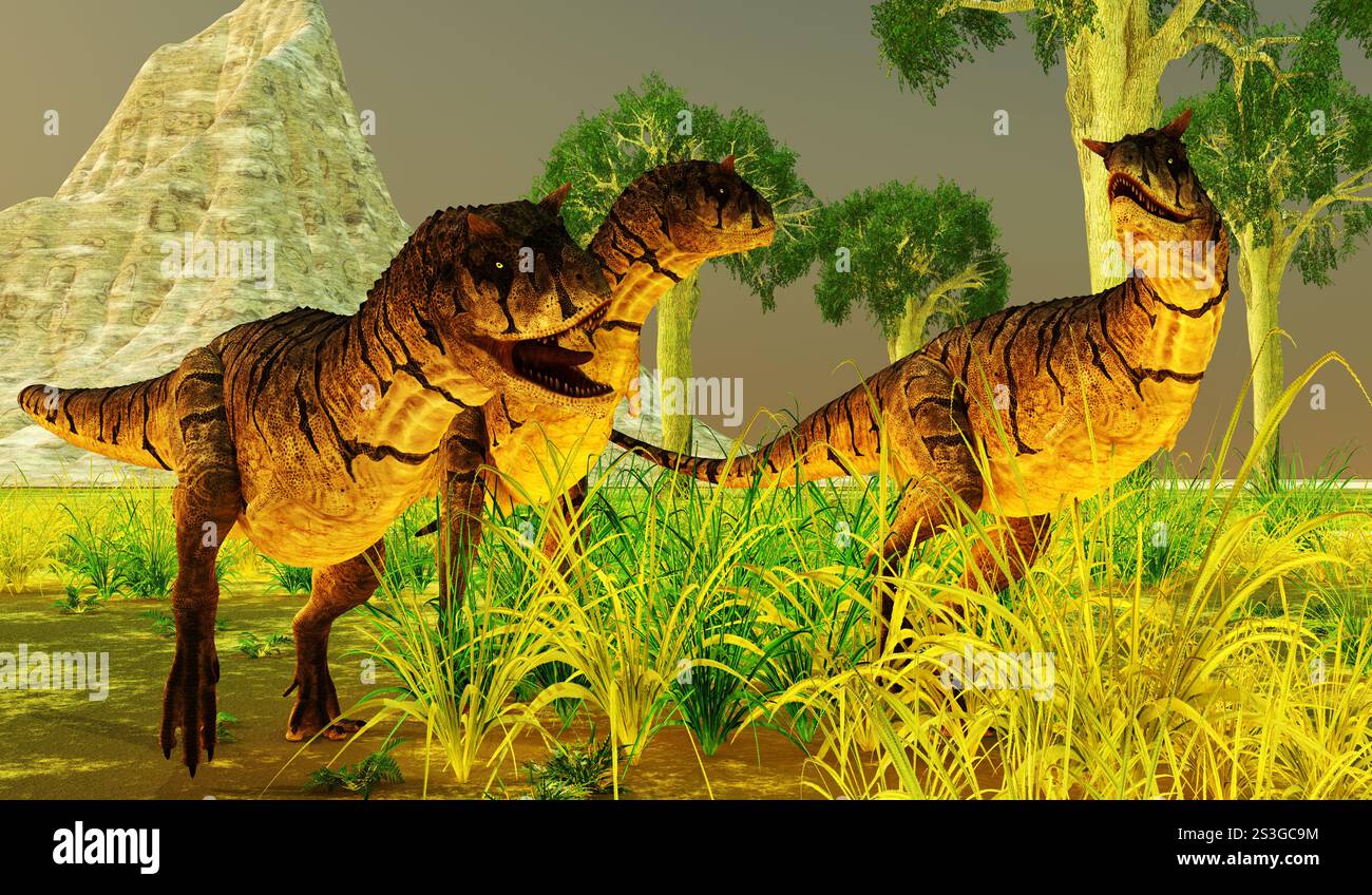 Carnotaurus était un dinosaure théropode carnivore qui vivait en Patagonie, Argentine pendant la période du Crétacé. Banque D'Images