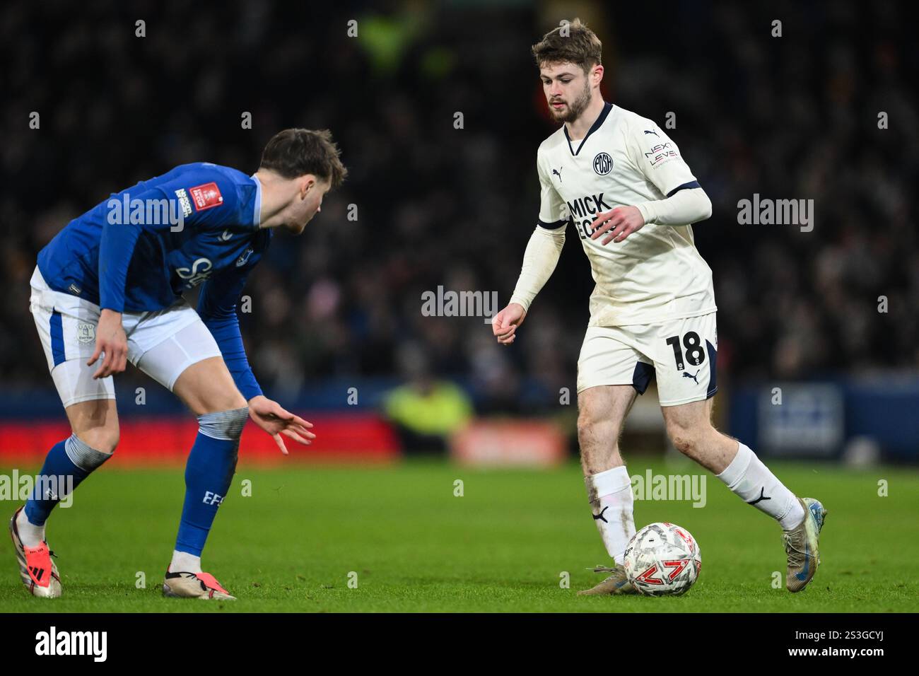 Liverpool, Royaume-Uni. 09 janvier 2025. Cian Hayes de Peterborough United en action lors du match de 3ème tour de la Coupe de FA Emirates Everton vs Peterborough United au Goodison Park, Liverpool, Royaume-Uni, le 9 janvier 2025 (photo par Craig Thomas/News images) à Liverpool, Royaume-Uni le 1/9/2025. (Photo de Craig Thomas/News images/SIPA USA) crédit : SIPA USA/Alamy Live News Banque D'Images
