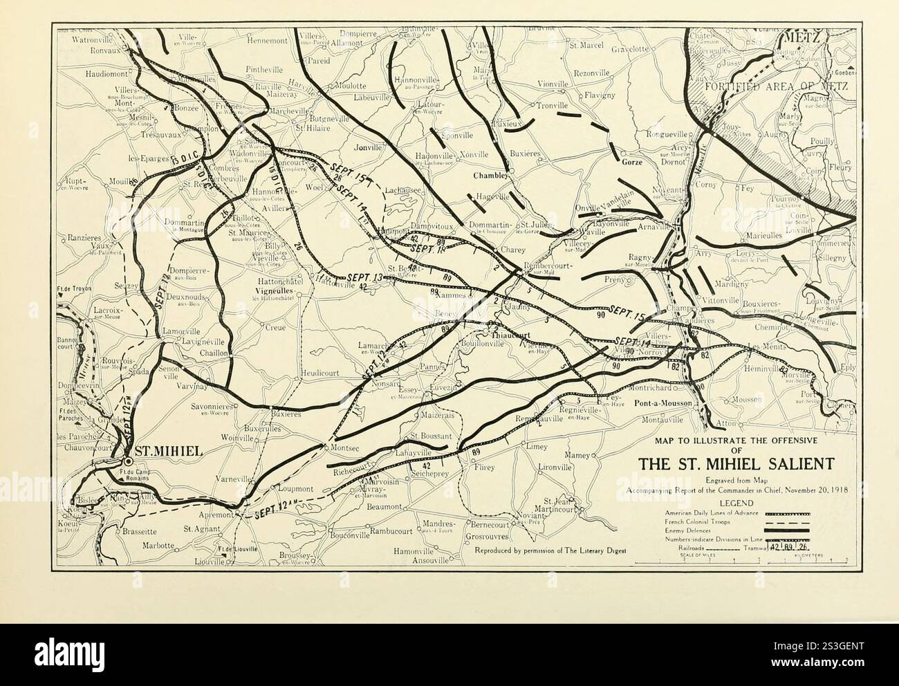 Carte illustrant l'offensive du saillant de Saint-Mihiel, 12-15 ...