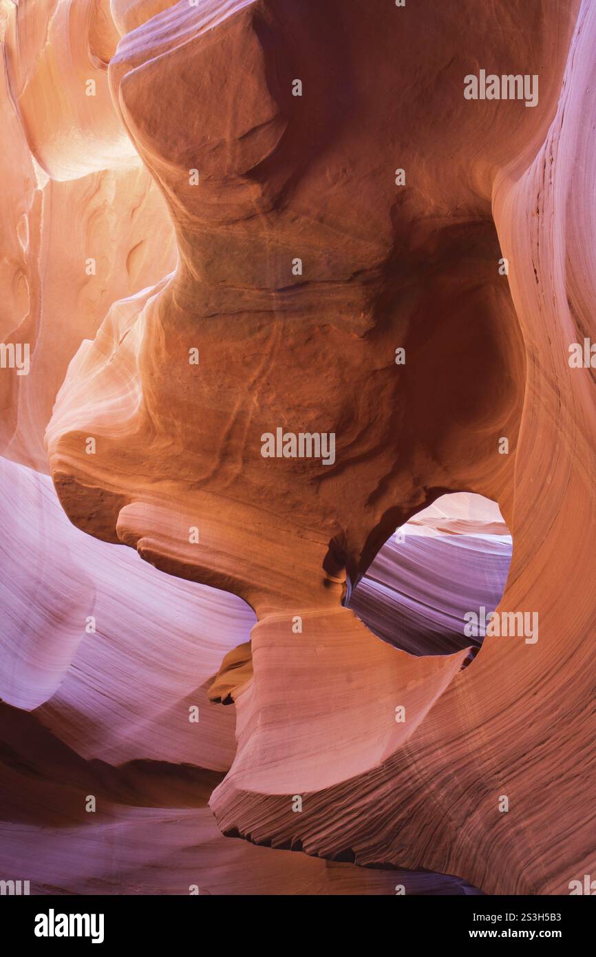 Vagues de grès orange rouge dans un canyon de fente, Arizona, USA, Amérique du Nord Banque D'Images