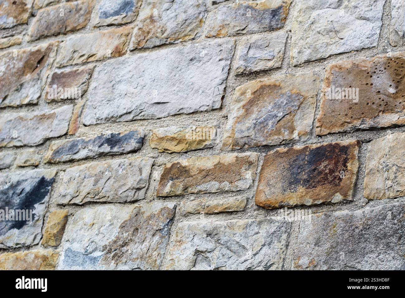 Texture de mur en pierre de brique inclinée de près Banque D'Images