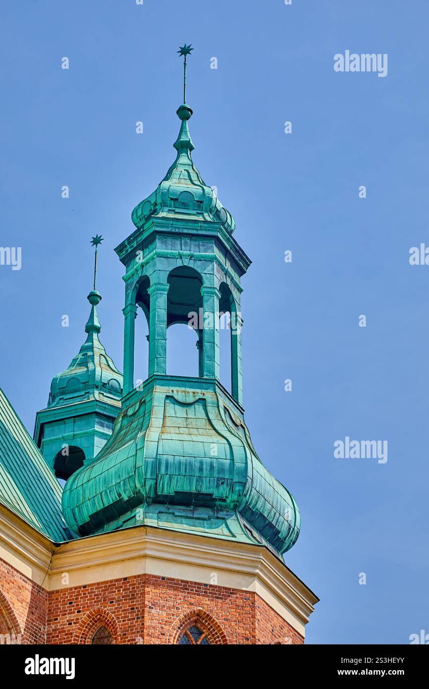 Clochers et clochers et croix religieuse sur la basilique de l'archicathédrale de nouveaux Pierre et de nouveaux Paul à Poznan, Europe, Pologne Banque D'Images Clochers et clochers et croix religieuse sur la basilique de l'archicathédrale de nouveaux Pierre et de nouveaux Paul à Poznan, Europe, Pologne Banque D'Images