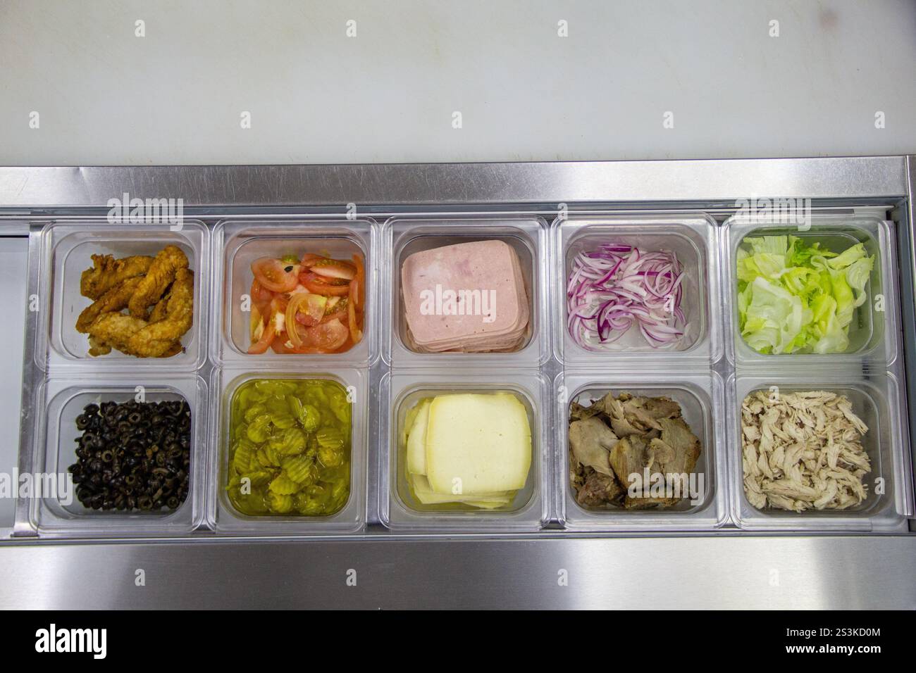 Plateau buffet pour faire des hamburgers sur commande Banque D'Images