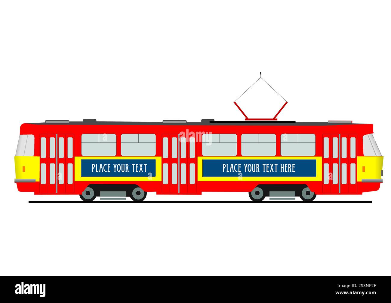 Transport urbain. Tram. Vecteur coloré 3d illustration dessinée à la main Illustration de Vecteur