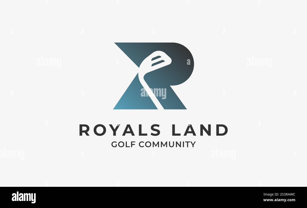 Logo monogramme design initial R et Golf. Balle de golf, bâton de golf et concept de typographie sportive. Conception de modèles de club et de communauté. Club et communauté Illustration de Vecteur