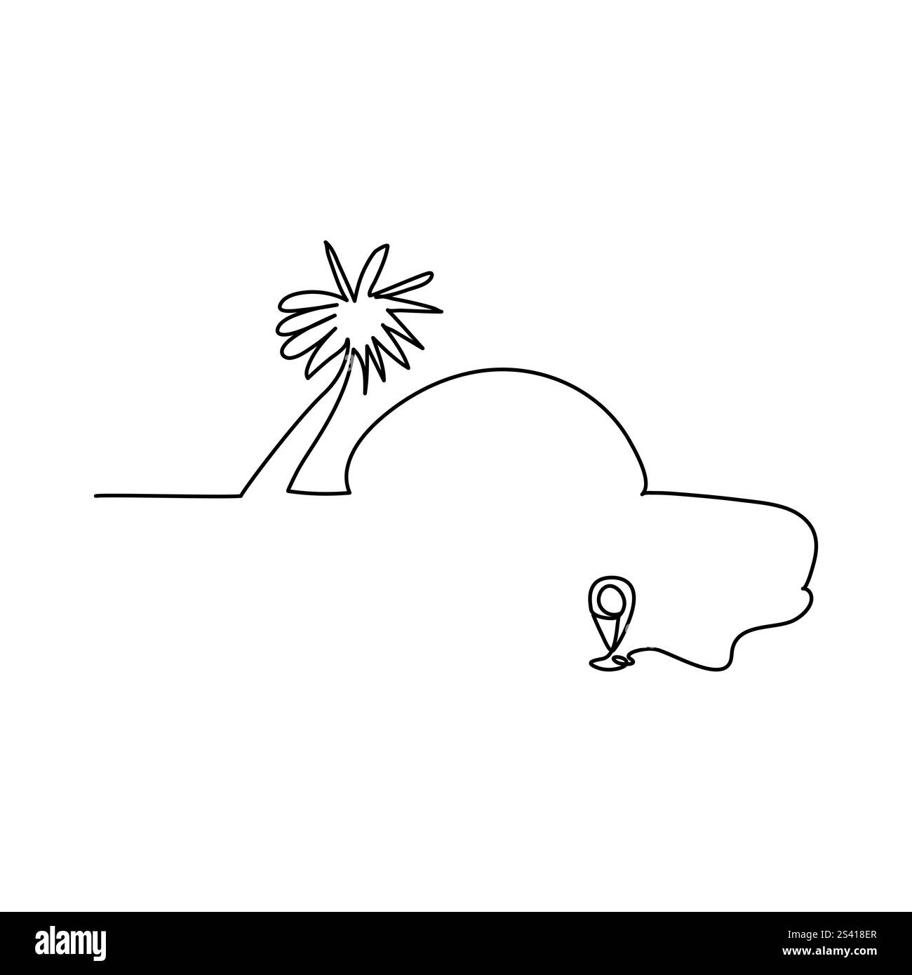 Coucher de soleil avec nuage sur l'océan continu d'une ligne dessin Sunrise une seule ligne style linéaire, dessin continu d'une seule ligne du coucher de soleil nuage Illustration de Vecteur