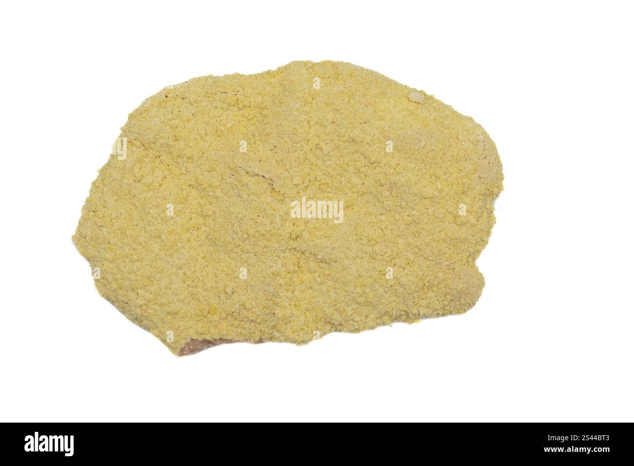 Schnitzel bloqués congelés sur fond blanc Banque D'Images