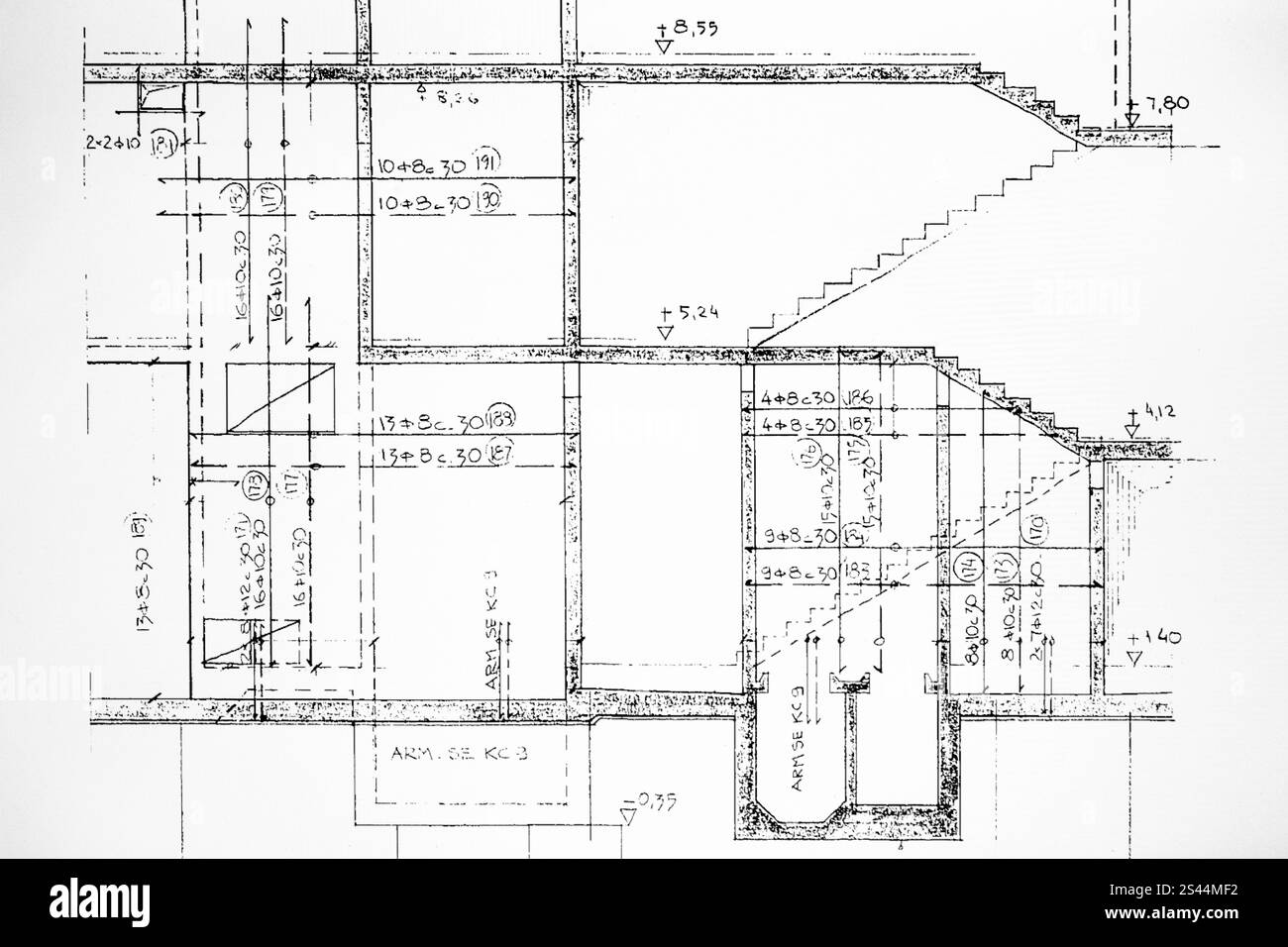 Arrière-plan architectural. Partie d'un projet architectural, plan architectural d'un bureau Banque D'Images
