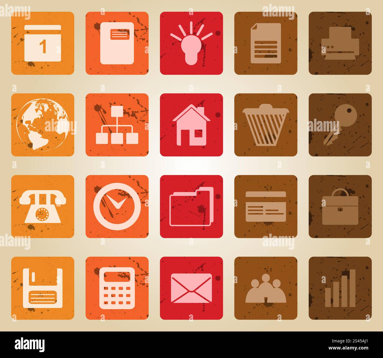 Bureau d'affaires et ensemble d'autre vecteur web icons. Style rétro. Illustration de Vecteur