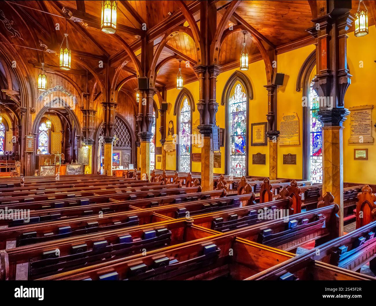 Intérieur de l'église anglicane St John's à Lunenburg, Nouvelle-Écosse Canada, qui est la deuxième plus ancienne église protestante au Canada Banque D'Images