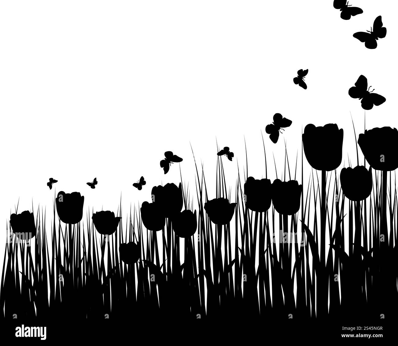 Vector silhouettes herbe arrière-plan. Tous les objets sont séparés. Illustration de Vecteur