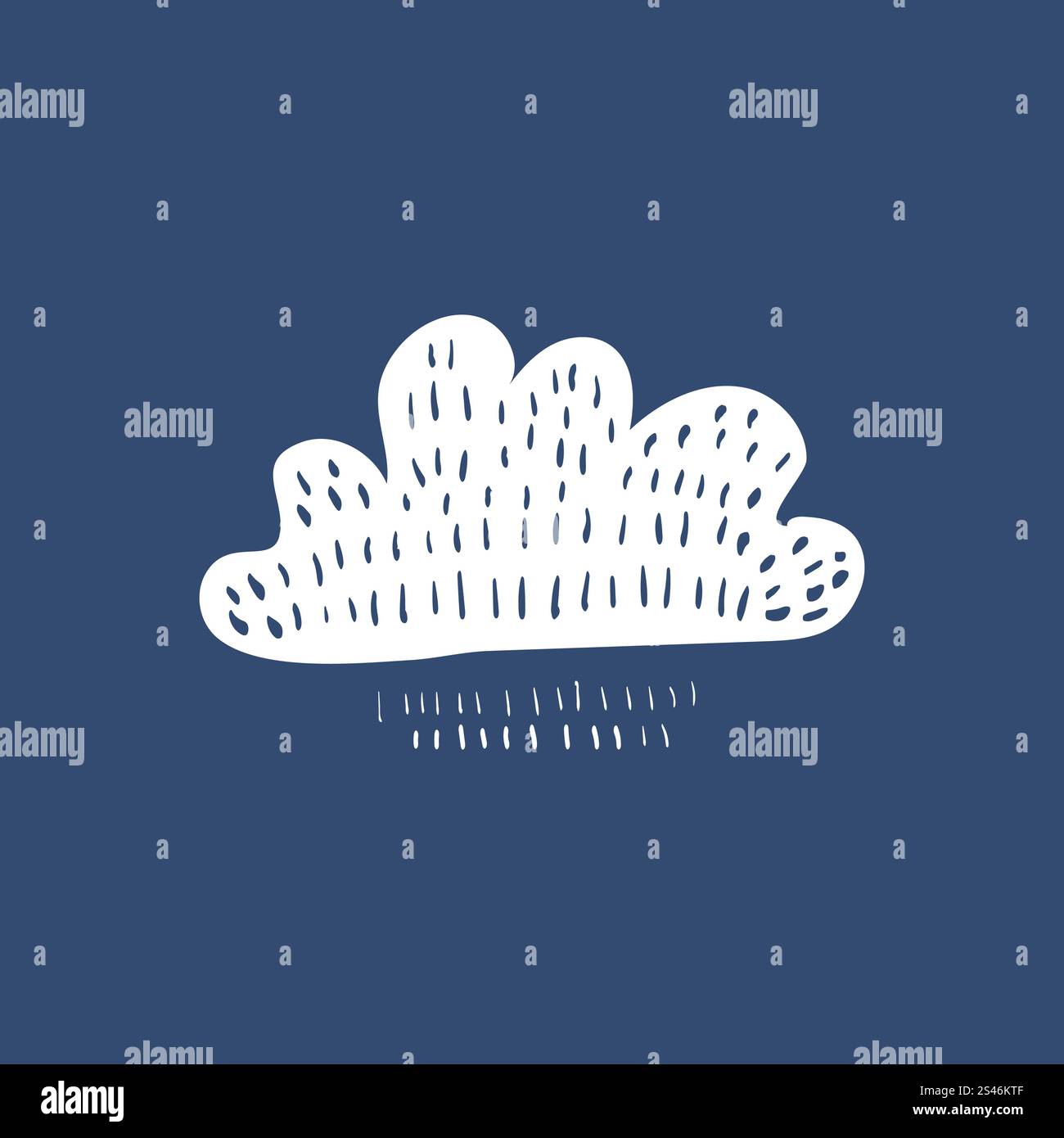 Illustration avec nuage de neige de bande dessinée vintage sur fond bleu Illustration de Vecteur