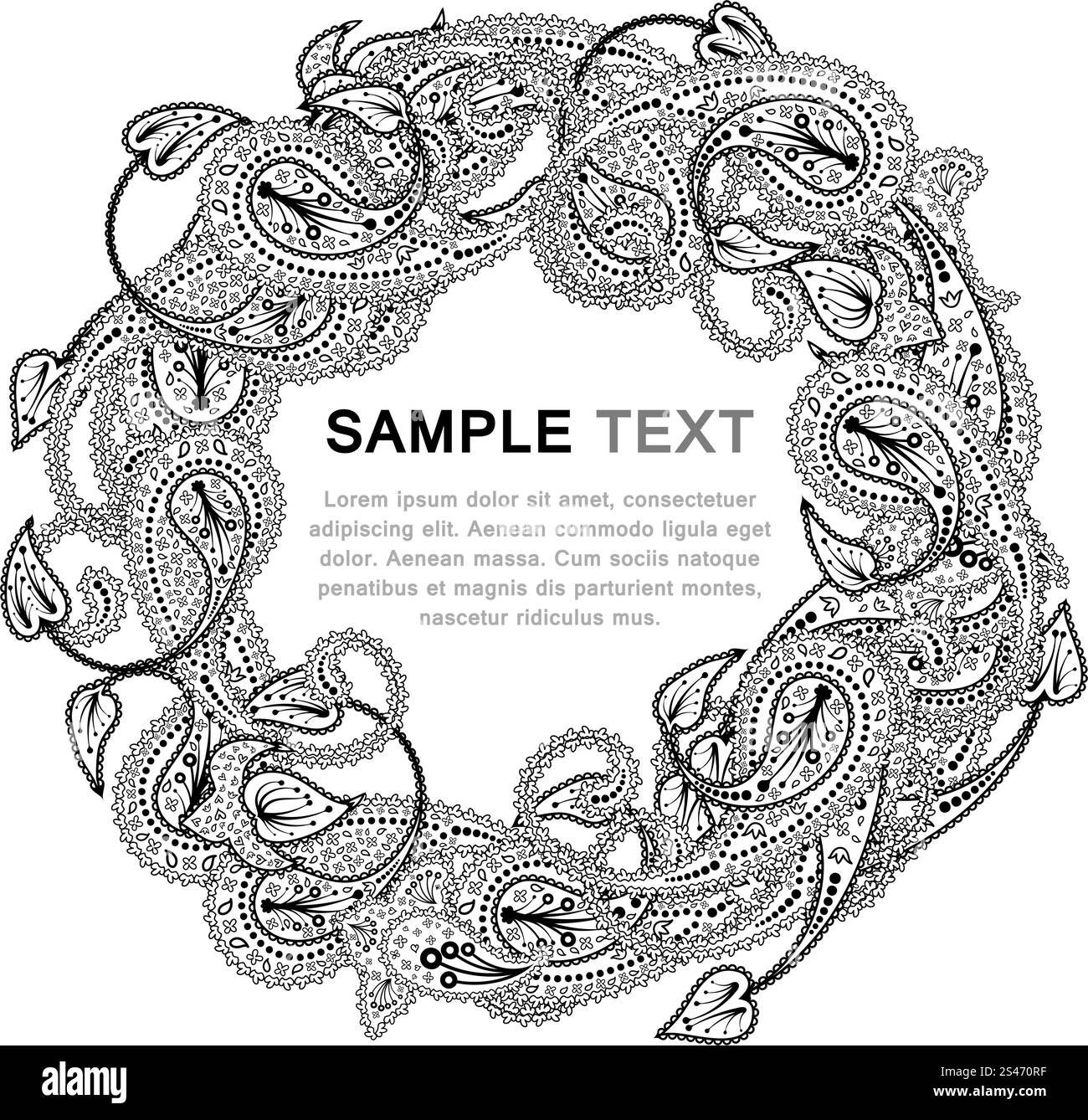 Avec motif Paisley copy-space frame Illustration de Vecteur