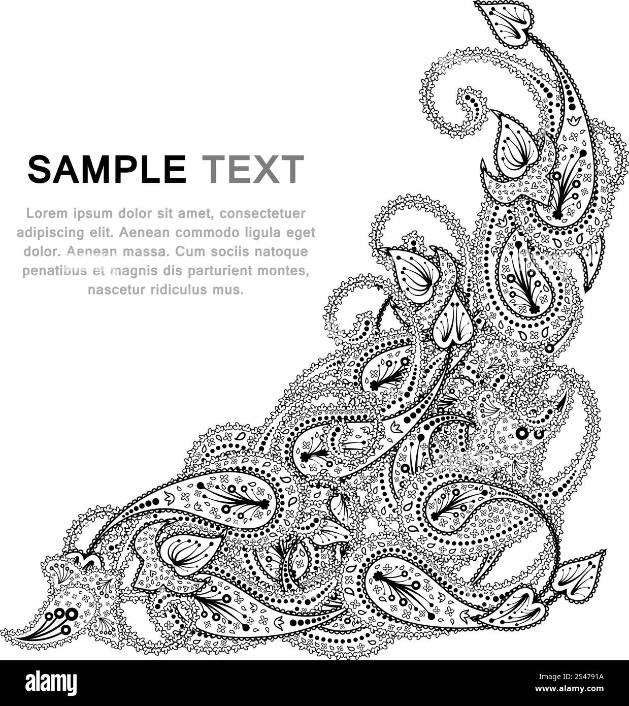 Avec motif Paisley copy-space frame Illustration de Vecteur