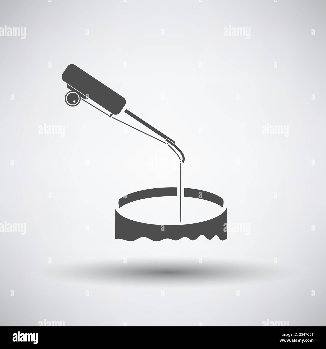 L'icône de pêche avec l'hiver s'attaquer sur fond gris. Vector illustration. Illustration de Vecteur