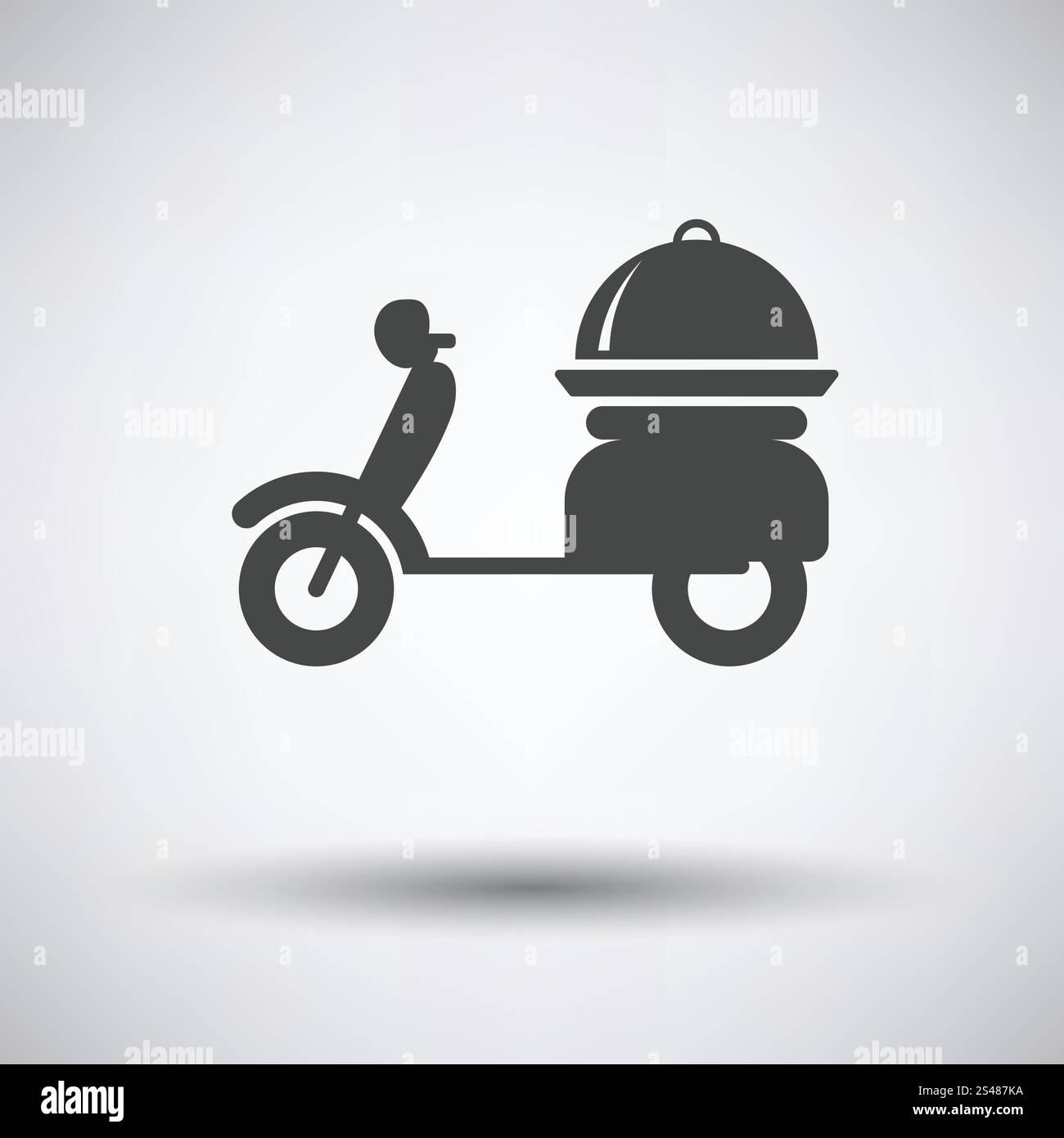Icône de livraison de moto. Icône de moto livrée sur fond gris avec ombre ronde. Illustration vectorielle. Illustration de Vecteur