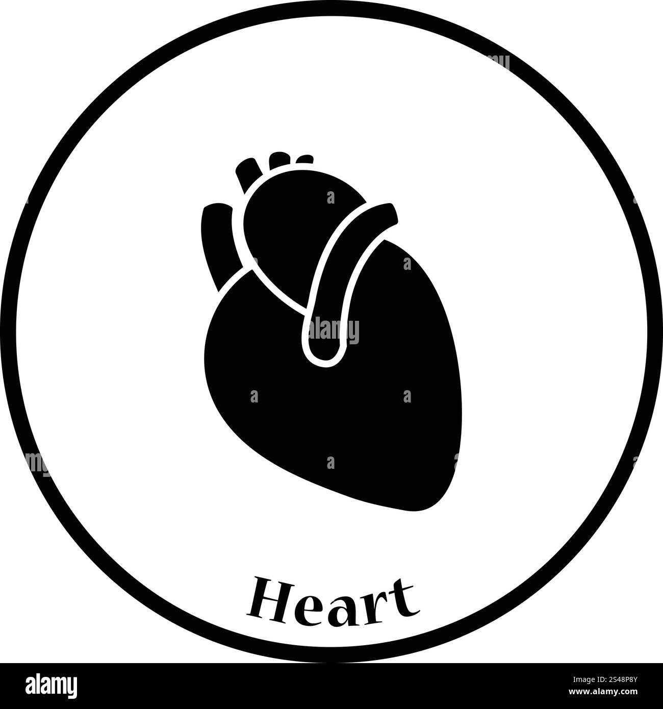 Les droits de l'icône en forme de cœur. Cercle mince de conception. Vector illustration. Illustration de Vecteur
