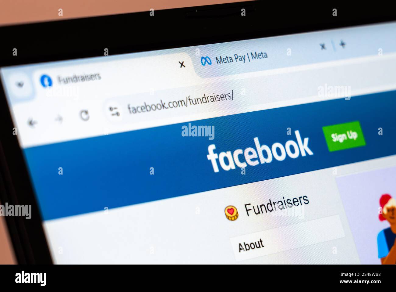 New York, États-Unis - 10 janvier 2025 : page Facebook collecteurs de fonds promouvant les dons de charité et les initiatives de collecte de fonds Banque D'Images